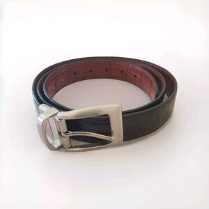 Brighton Reversible Croc Embossed Leather Men 46 Brown/Black  Style 30090